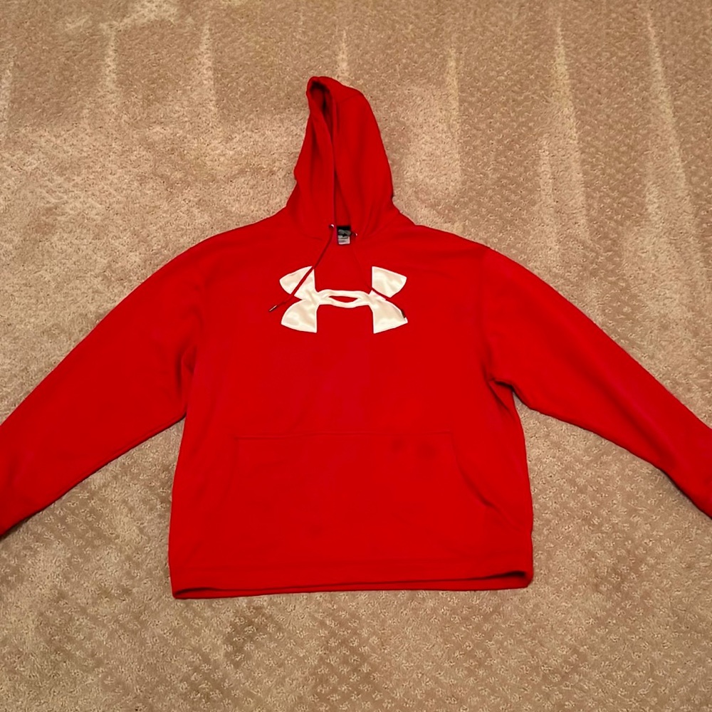 Bright red mens under armor hoodie
